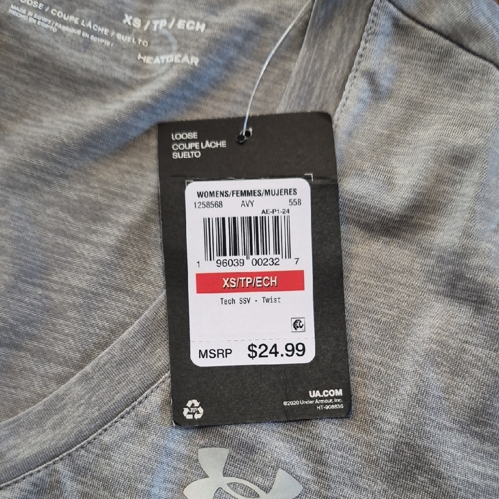 Under Armour Women's Short Sleeve V-Neck Tee - Light Gray - Picture 2 of 4
